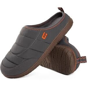 New LongBay Mens Size 10 Gray Slip On Washable Slide On Memory Foam Slippers